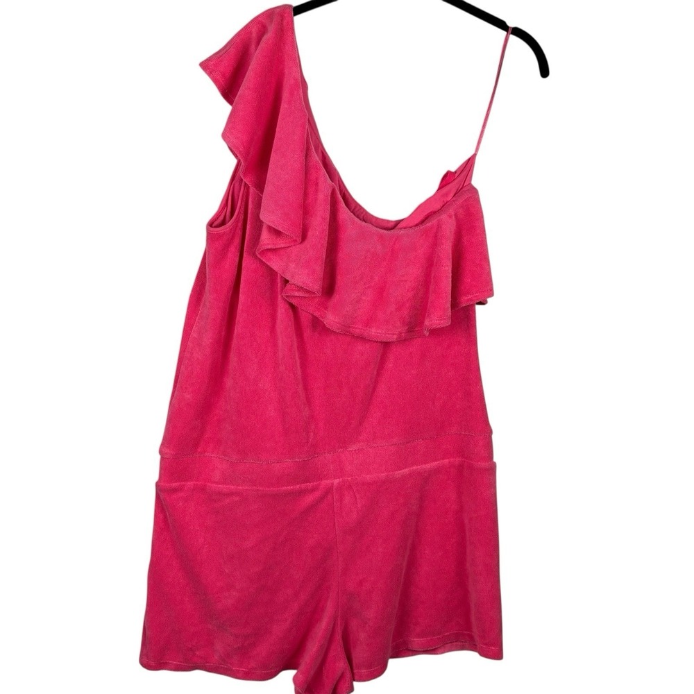 NWT Juicy Couture Womens Hot Pink Terry Cloth Romper Y2K Size XL One‎ Shoulder - Picture 3 of 10